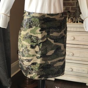 Camp Sequin Mini Skirt Exposed Gold Back Zipper L
